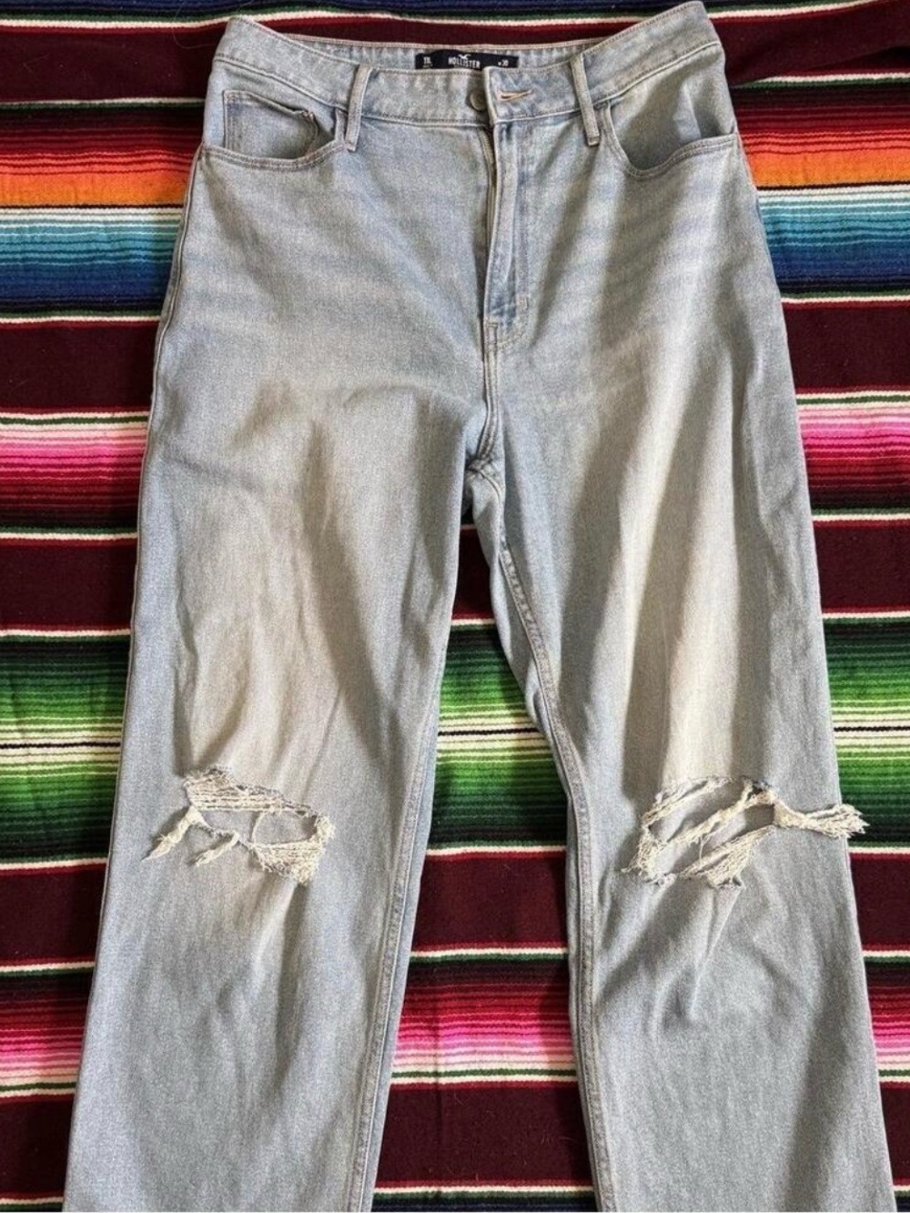*TALL* Light Blue Hollister Distressed Ultra High-Rise Dad Jean